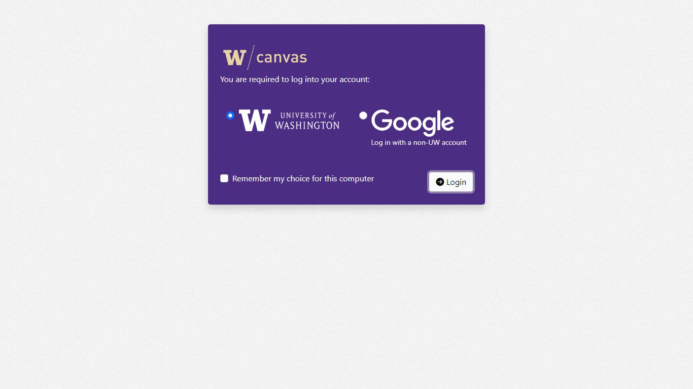 UW Canvas login - University of Washington
